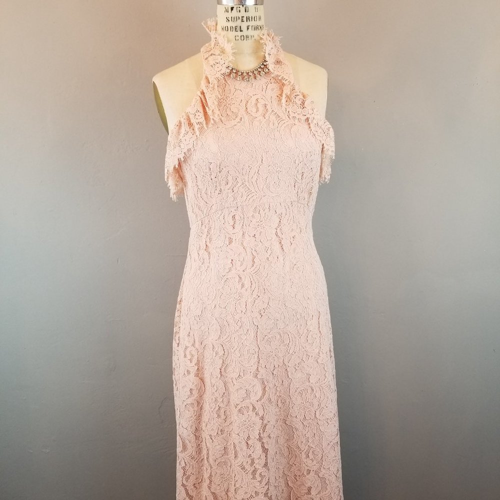 Nanette by Nanette Lepore Pink Lace Halter Midi Dress Women's Size 2